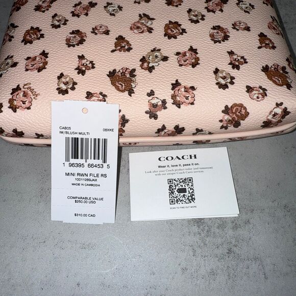 NWT ❤️ Coach Mini Rowan File Bag With Rose Print - Picture 5 of 6